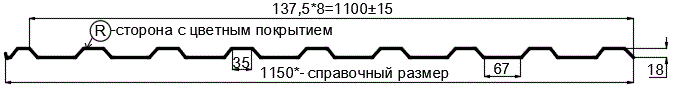 Фото: Профнастил МП20 х 1100 - R (ПЭ-01-7016-0.4±0.08мм) в Москве