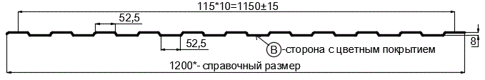 Фото: Профнастил С8 х 1150 - B (MattMP-20-7024-0,5) в Москве