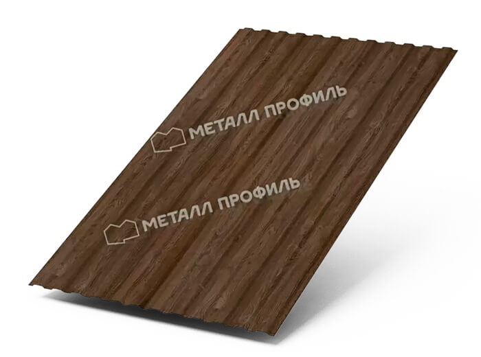 Фото: Профнастил МП10 х 1100 - B (ECOSTEEL_MA_Д-01-МореныйДуб-0.5) в Москве