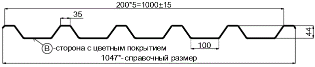 Фото: Профнастил С44 х 1000 - B (VikingMP-01-7016-0.45) в Москве