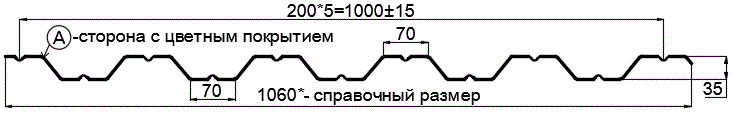 Фото: Профнастил НС35 х 1000 - A (PURMAN-20-Tourmalin-0.5) в Москве