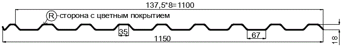 Фото: Профнастил МП20 х 1100 - R (PURETAN-20-8017-0.5) в Москве