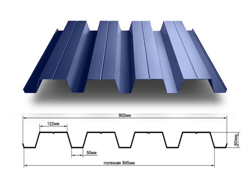 Профнастил Н60 х 845 - A (ОЦ-01-БЦ-0.5)