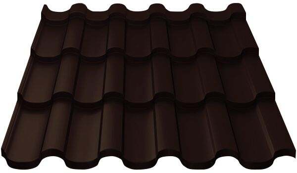 Металлочерепица МП Монтекристо-S (VALORI-20-DarkBrown-0.5)